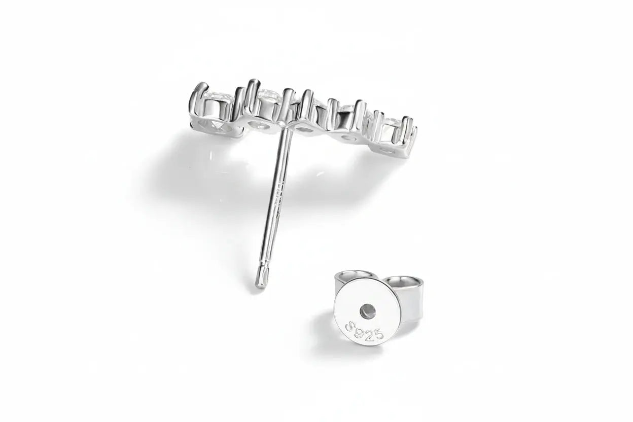 Zethech silver 1.16CT gradient moissanite stud earrings for women, sparkling party jewelry, set in 925 sterling silver.