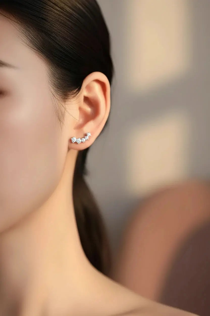 Zethech 1.16CT gradient moissanite stud earrings in silver, sparkling gemstone jewelry for women, sterling silver design