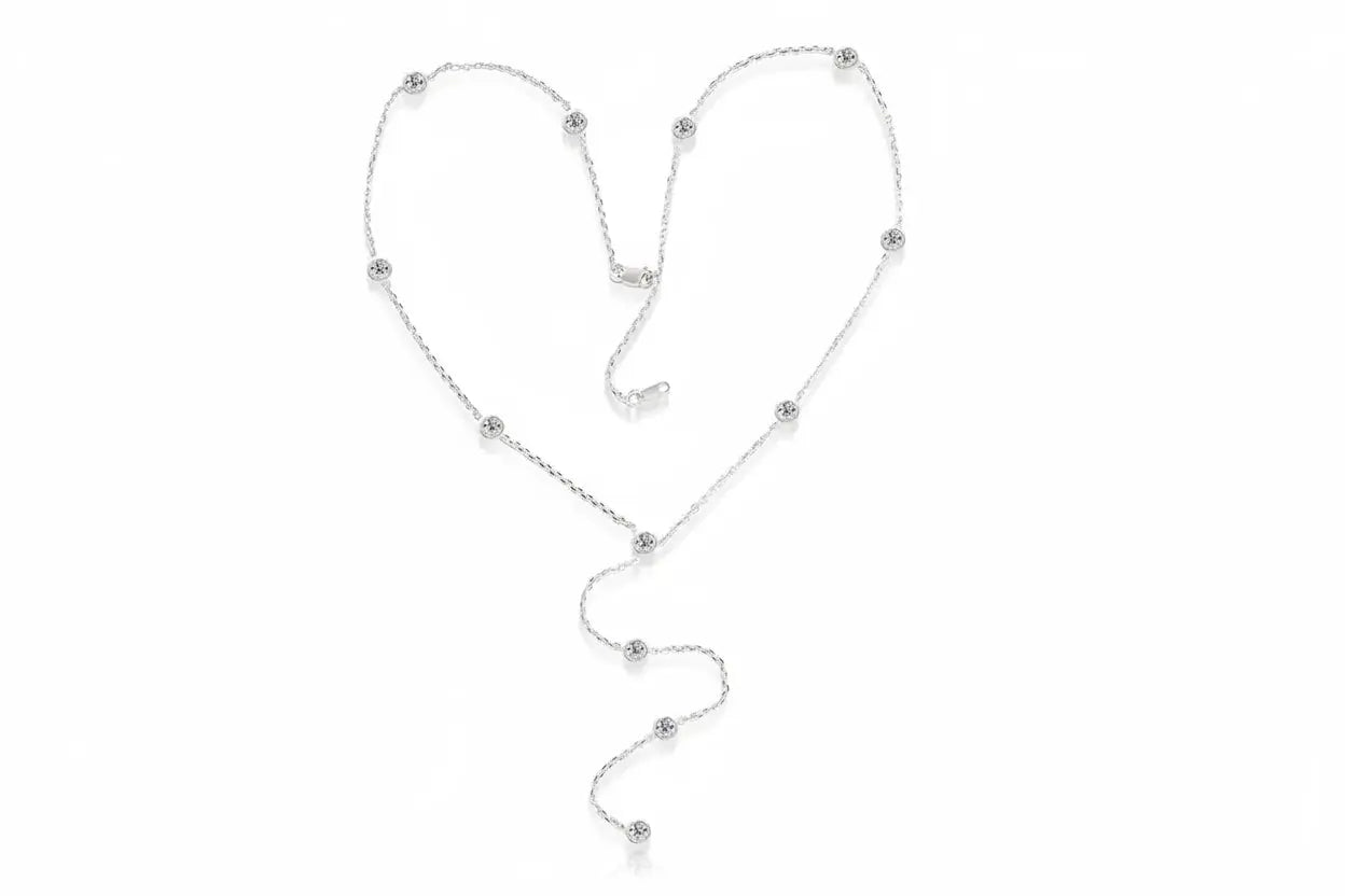 Silver Zethech Classic Bubble Moissanite Pendant Necklace with 3mm sparkling stone on 18k plated S925 silver jewelry for women