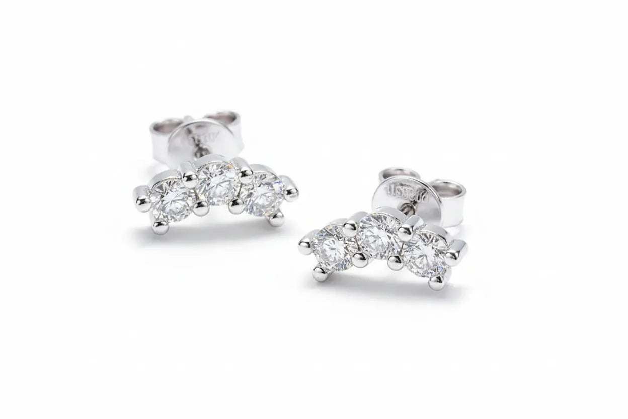 Zethech silver 0.6CTTW moissanite stud earrings for women, rhodium-plated sterling silver jewelry with sparkling celestial cluster design