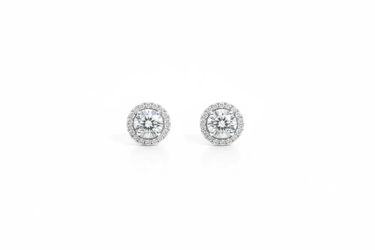 Zethech Halo Moissanite Stud Earrings with classic stud design