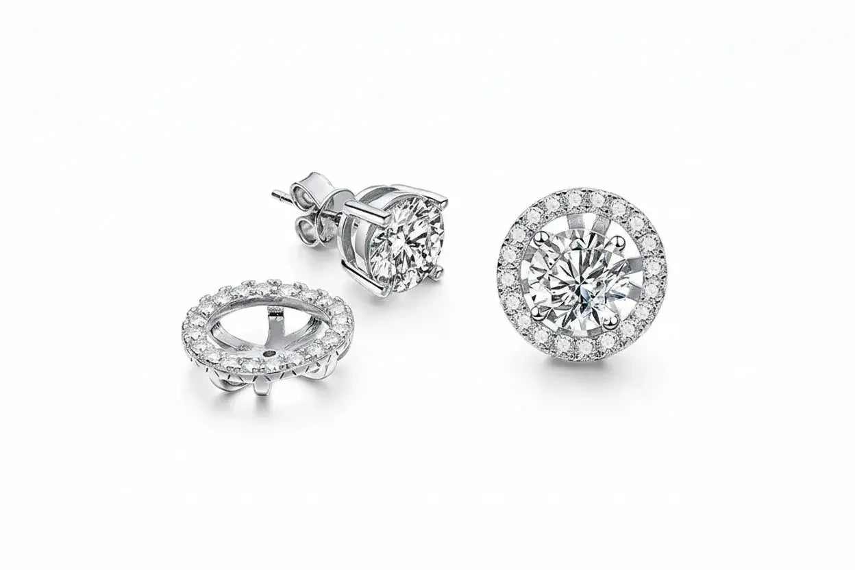 Zethech Halo Moissanite Stud Earrings with sparkling halo setting