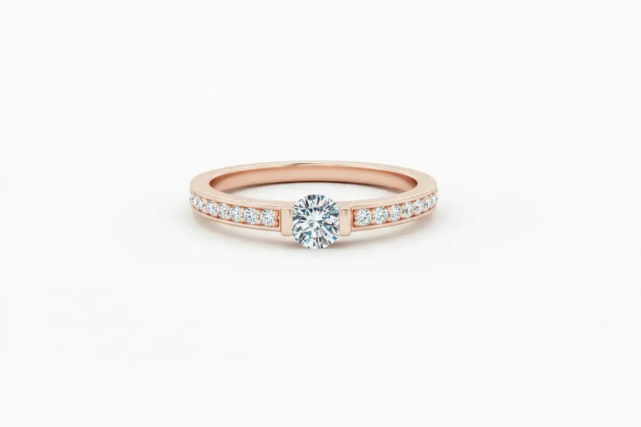 Zethech delicate promise 0.3CT moissanite ring in size 6, featuring a sparkling round-cut gemstone on a sleek band.