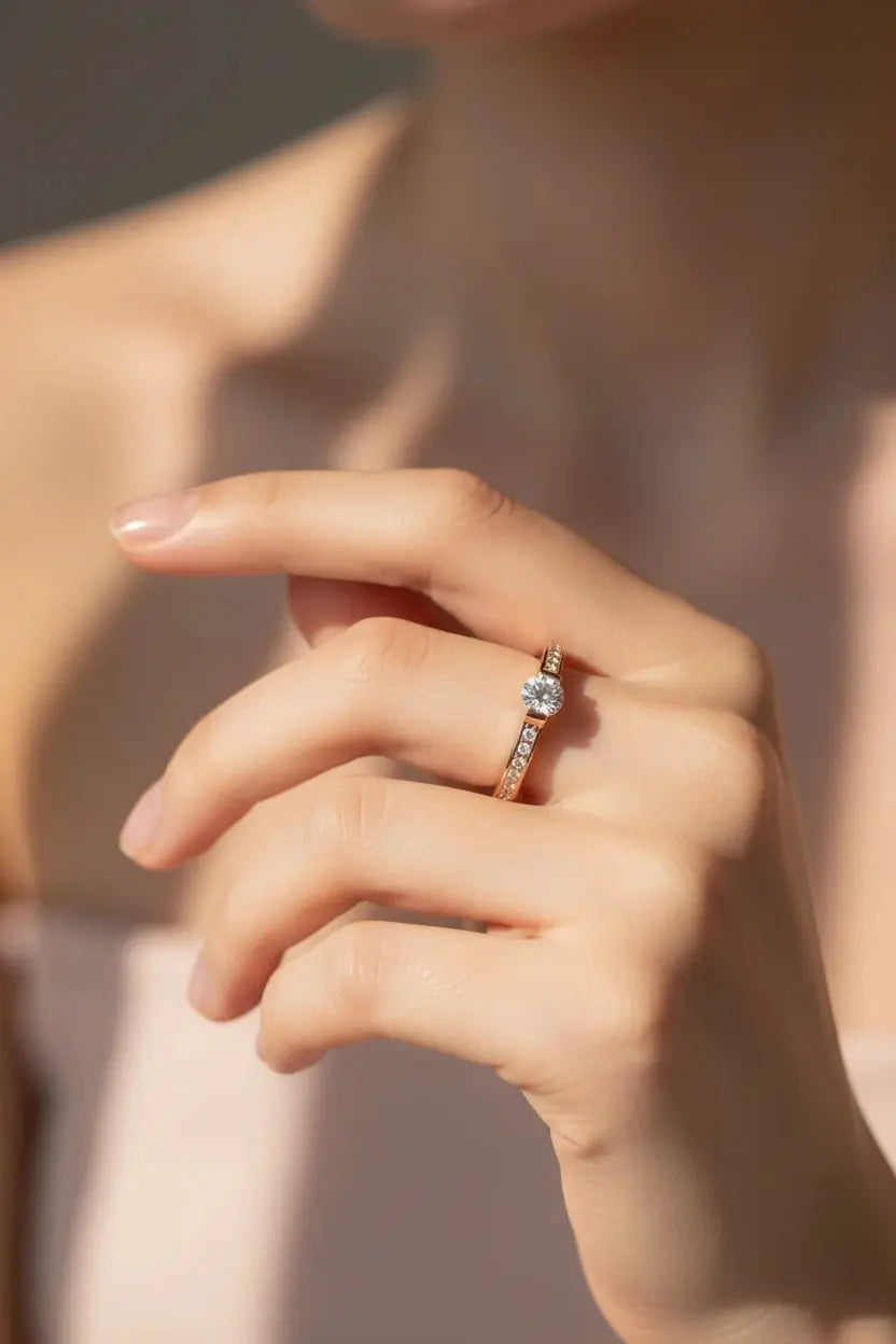 Zethech delicate promise 0.3CT moissanite ring, size 6, featuring a sparkling solitaire design for elegant jewelry.