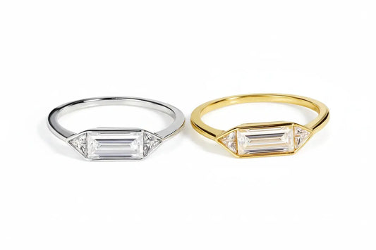 Rose gold Modern Trinity 1.2CTTW 3-stone moissanite ring by Zethech featuring a sleek, contemporary design.