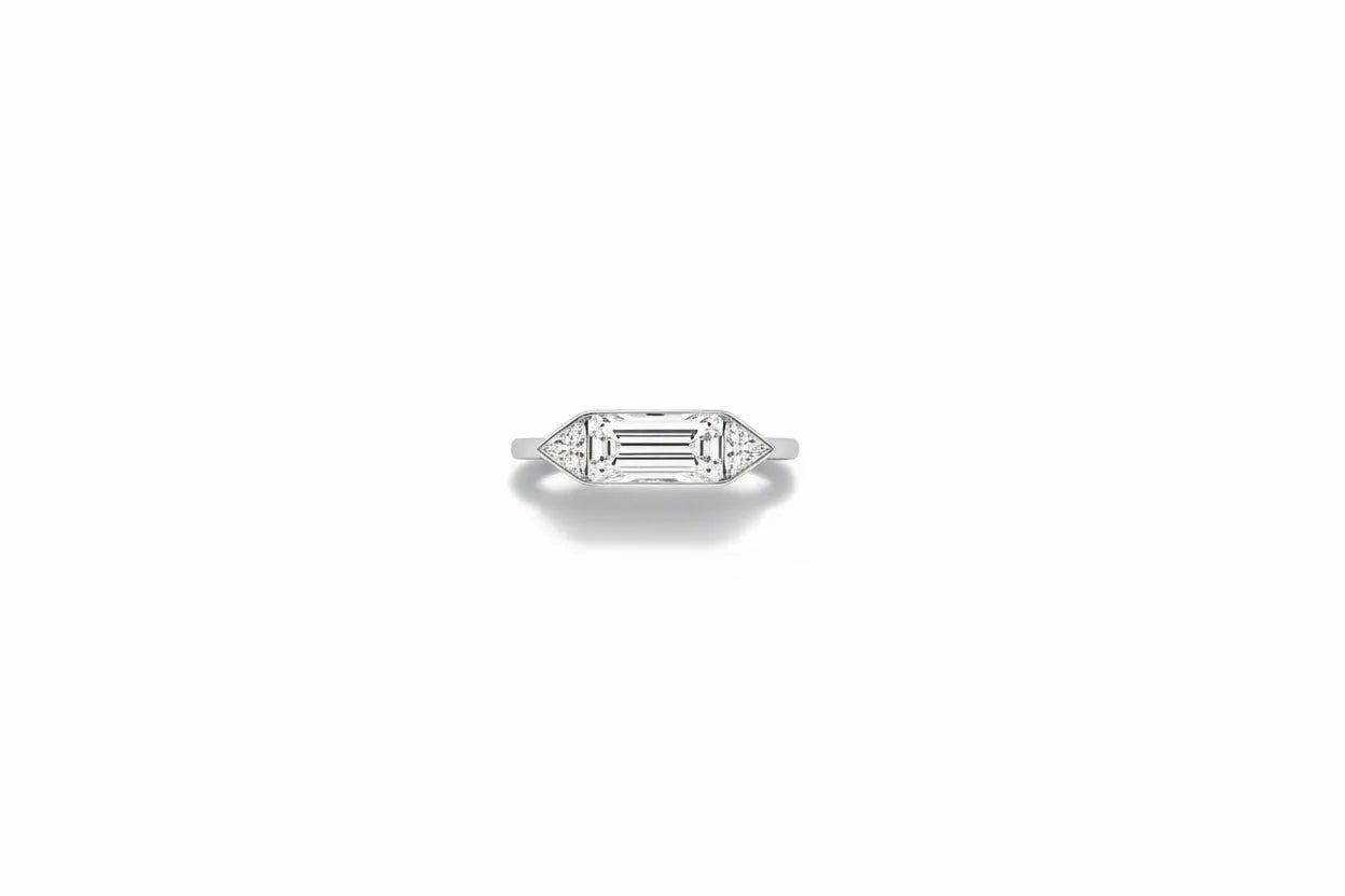 Zethech Rose Gold 3-Stone Ring with geometric moissanite setting