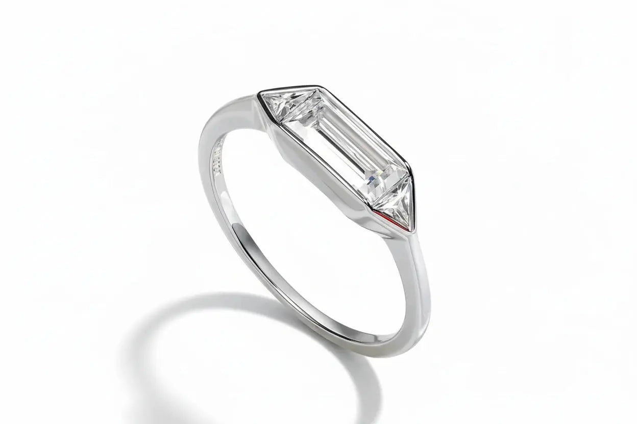 Zethech 3-Stone Engagement Ring with three moissanite stones