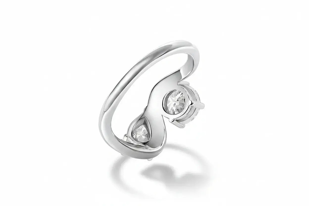 Zethech Toi et Moi Moissanite Ring with round and pear stones