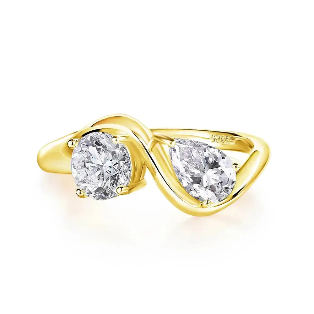 Zethech Round Pear Moissanite Ring for bridal styling