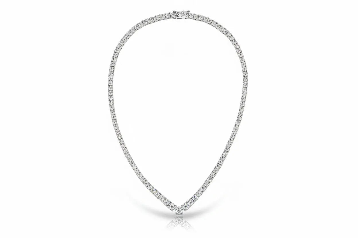 Zethech V-Shape Moissanite Tennis Necklace in gold-tone finish, product view