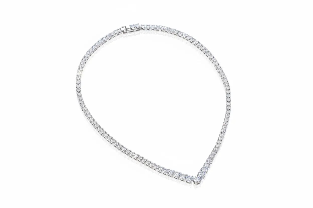 Zethech V-Shape Moissanite Tennis Necklace in rose gold-tone finish, product view