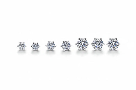 Zethech white gold moissanite stud earrings with 2ct round D-VVS1 lab diamonds, sterling silver setting, for women.